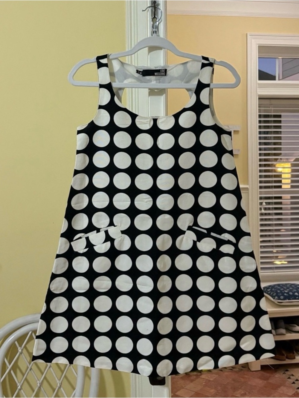 vintage love moschino polka dot mini dress heart cutout back sz 4/2